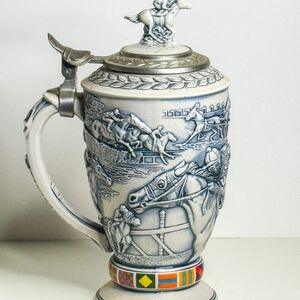 Intricately Designed Gray and Silver Horse Motif Stein - Avon